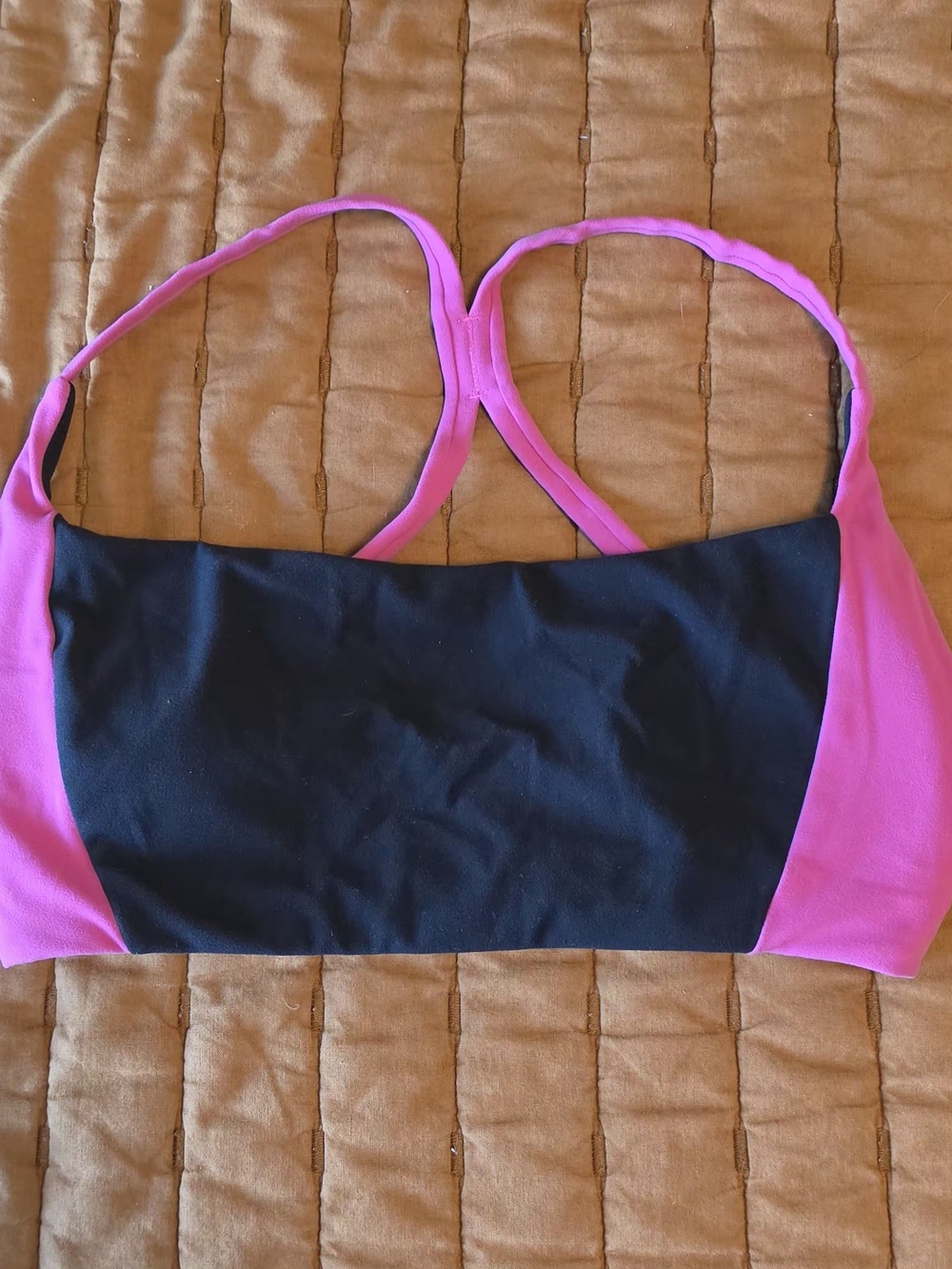 Womens Pink and Black Crossback Bikini Top